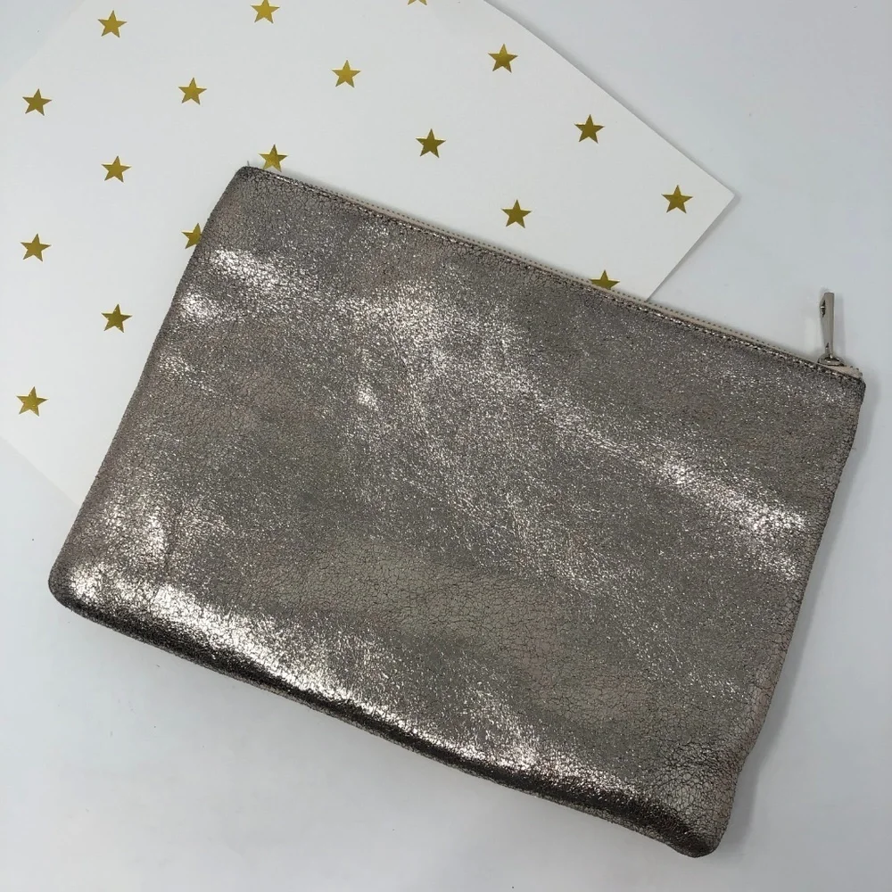 Nordstrom BP Metallic Gold Zippered Pouch Clutch